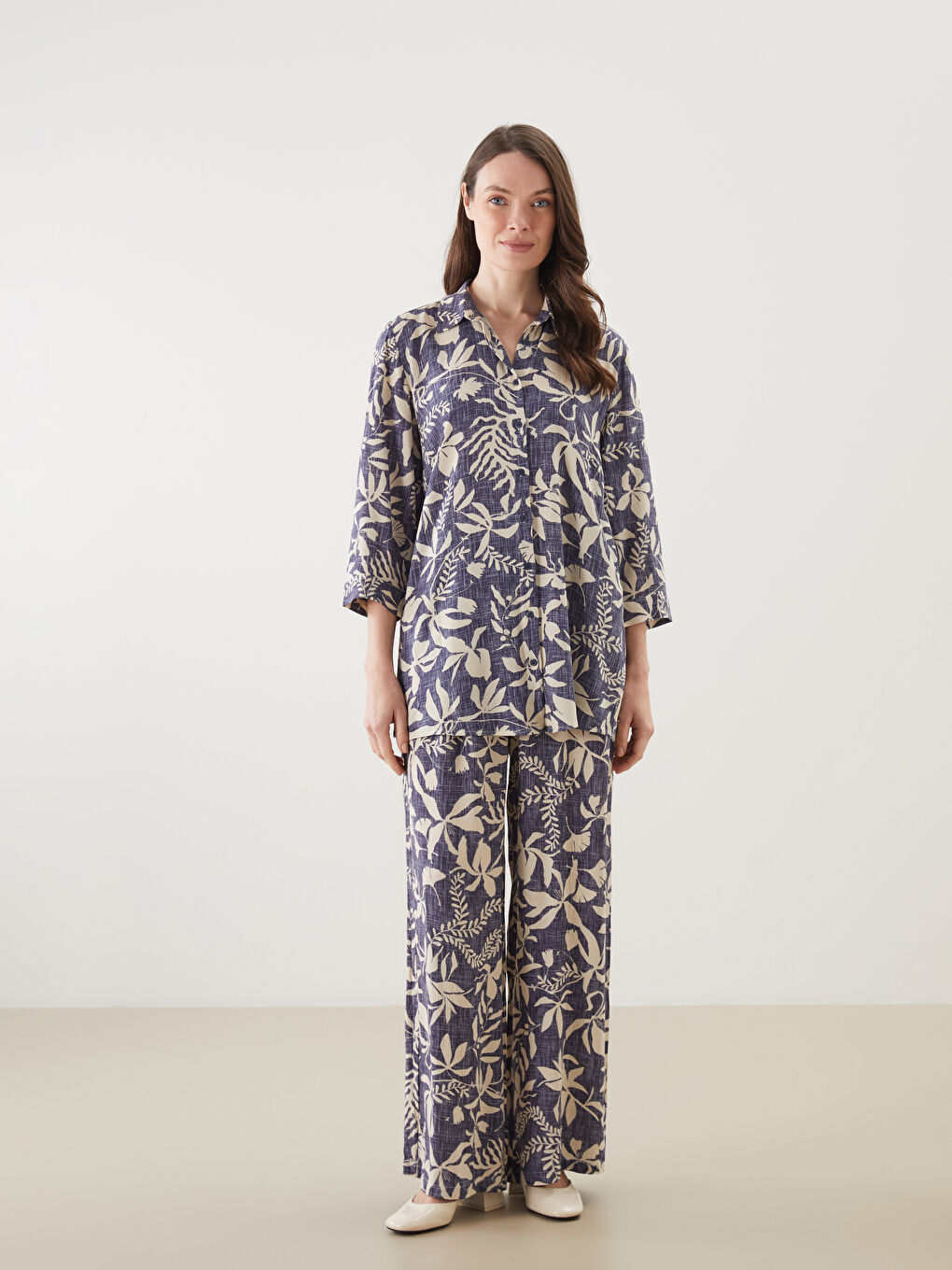 Floral Women's Shirt Tunic -S5EO51Z8-F9C