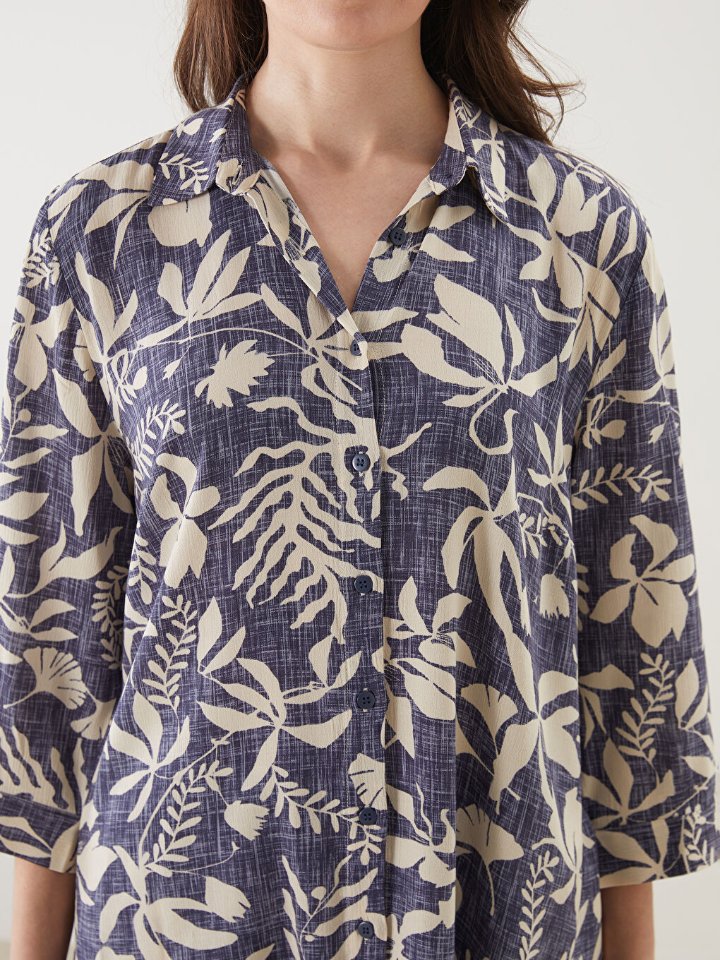 Floral Women's Shirt Tunic -S5EO51Z8-F9C