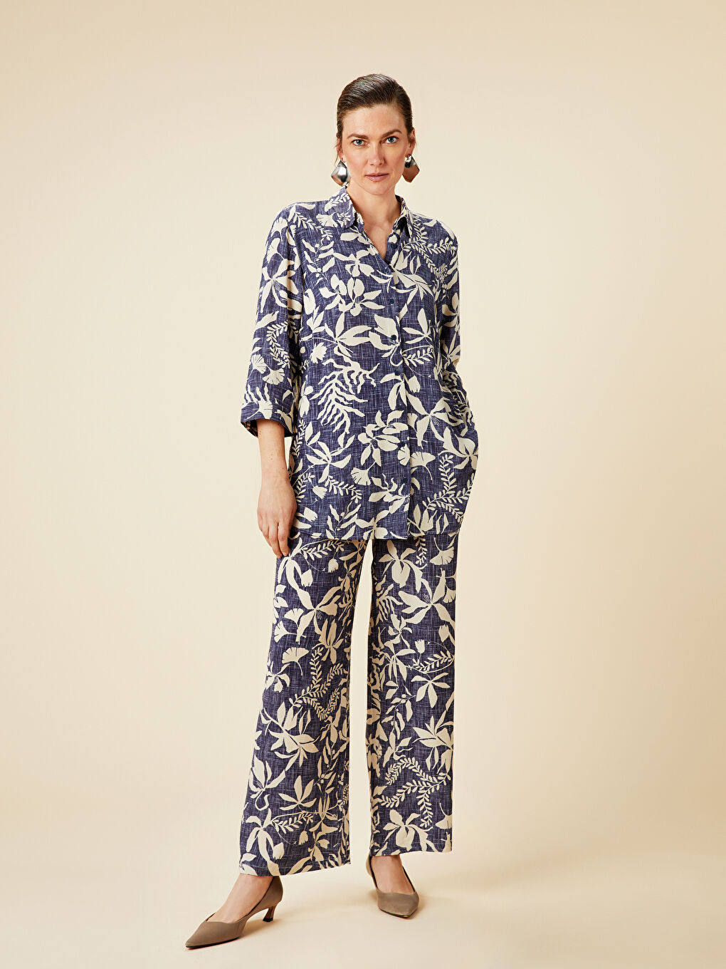 Elasticated Waist Patterned Women's Trousers -S5EO52Z8-F9C