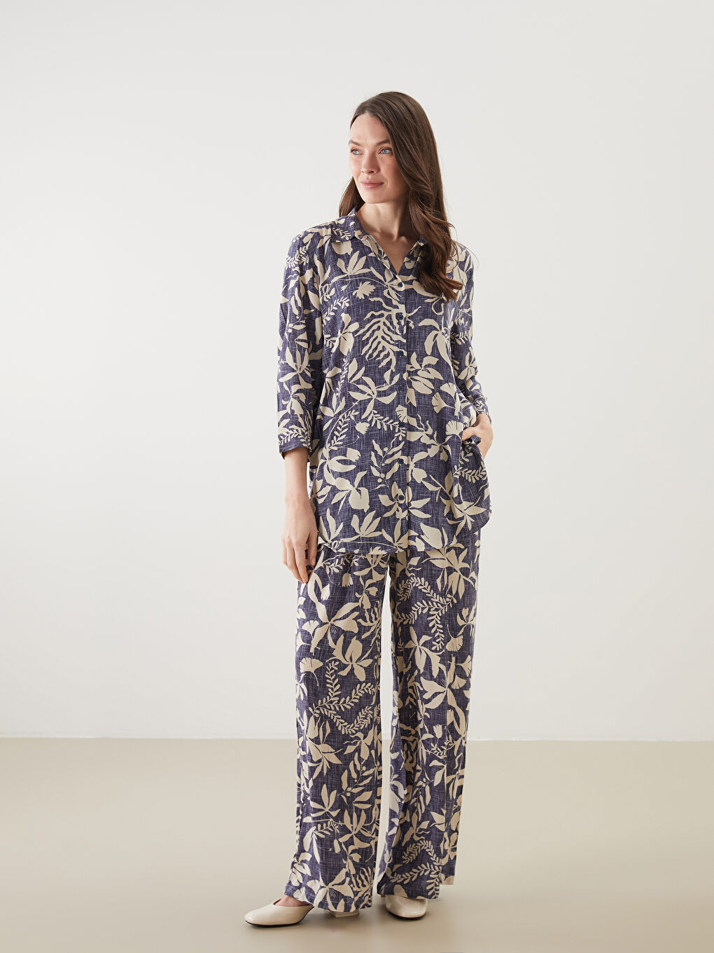 Elastic Waist Patterned Women's Trousers -S5EO52Z8-F9C