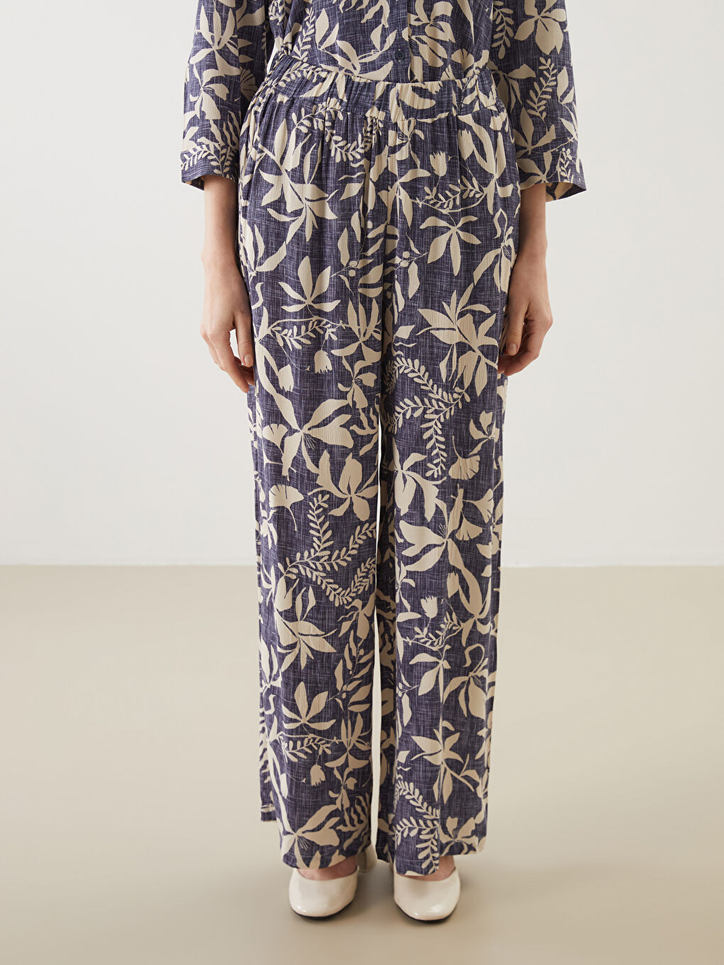 Elastic Waist Patterned Women's Trousers -S5EO52Z8-F9C