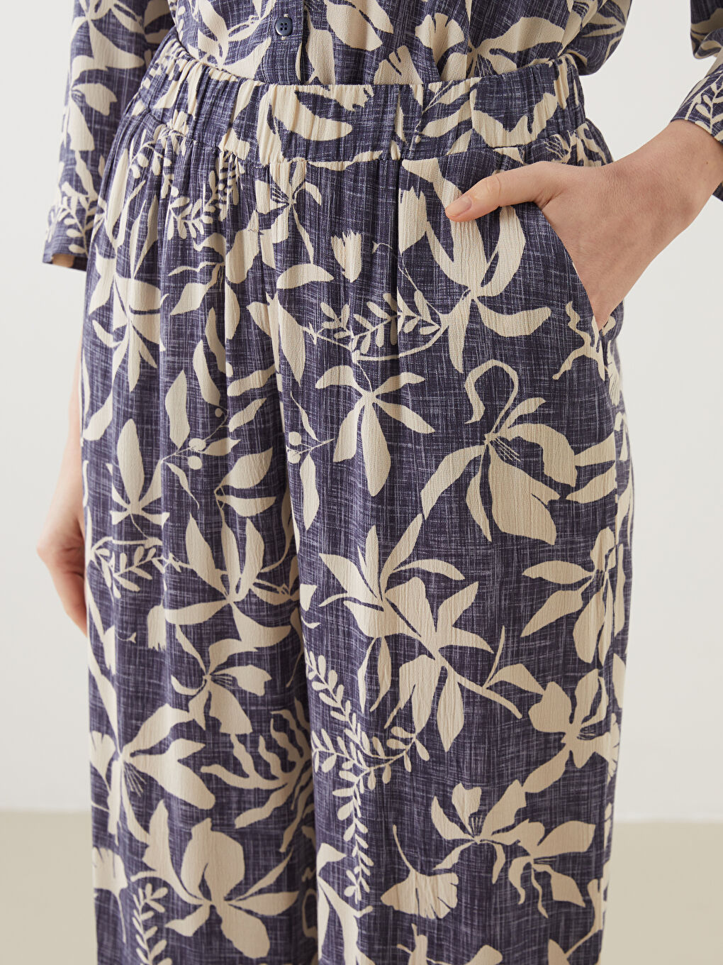 Elastic Waist Patterned Women's Trousers -S5EO52Z8-F9C