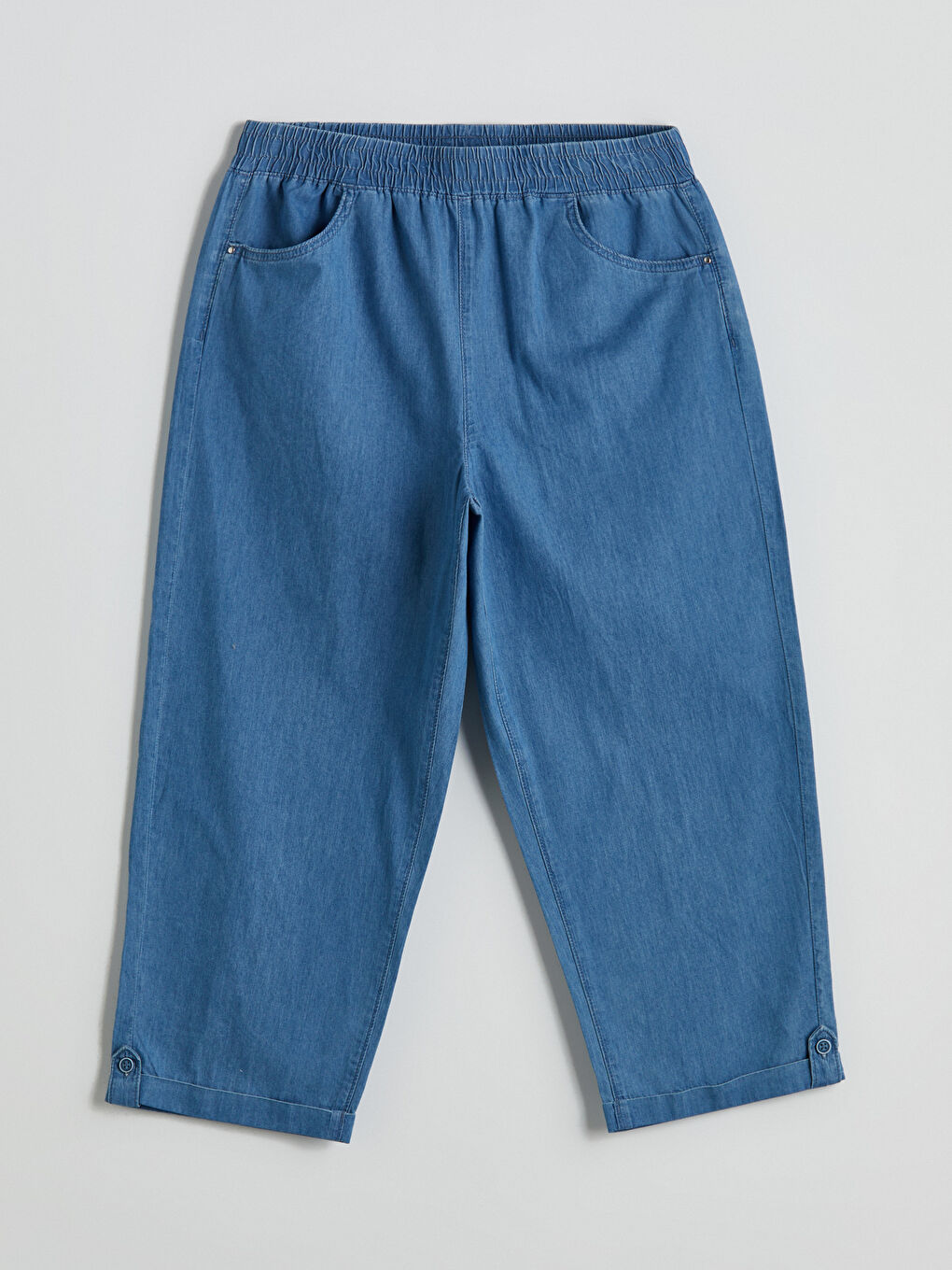 LCW Grace Elasticated Waist Women's Denim Capri -S5EO55Z8-315