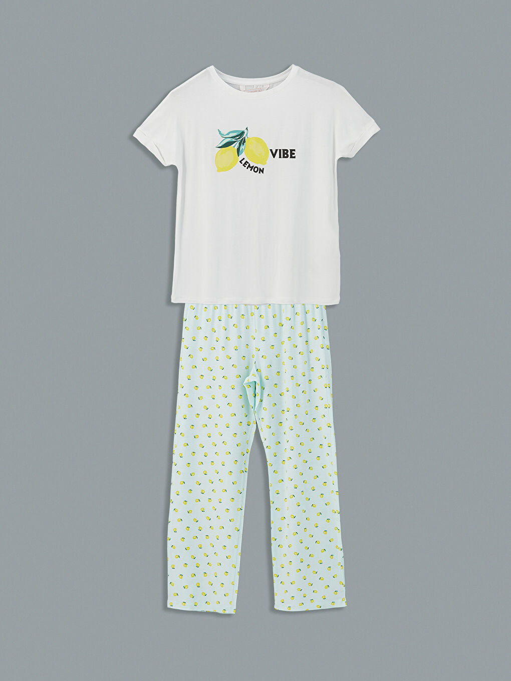 Crew Neck Printed Women's Pyjama Set -S5EP13Z8-LQK