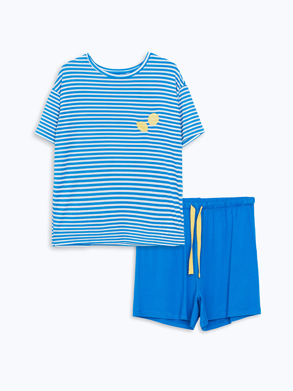 Crew Neck Striped Women's Shortie Pyjama Set -S5EP16Z8-HGU