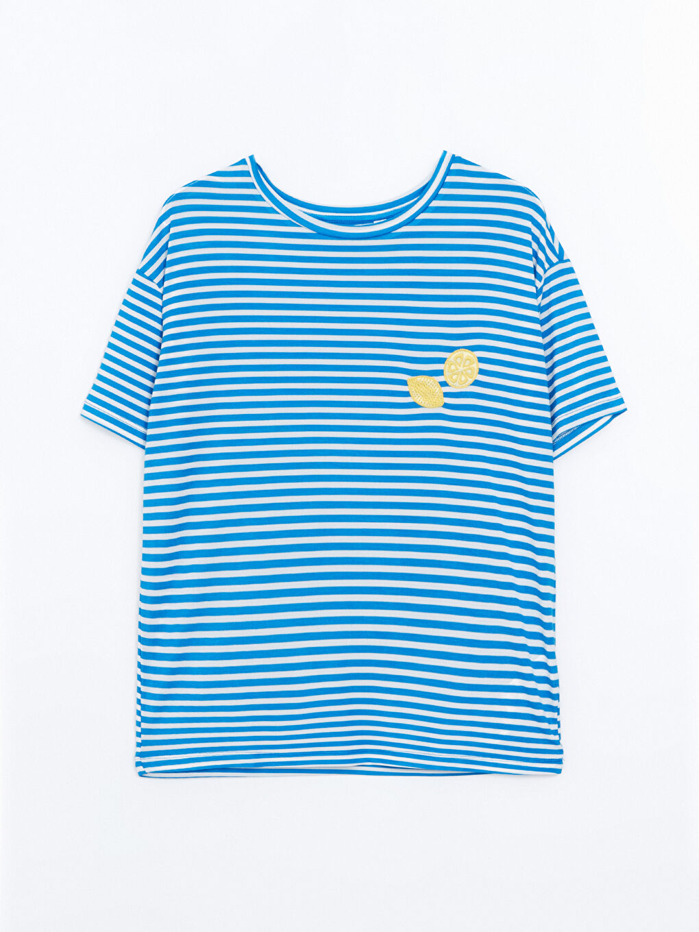 Crew Neck Striped Women's Shortie Pyjama Set -S5EP16Z8-HGU