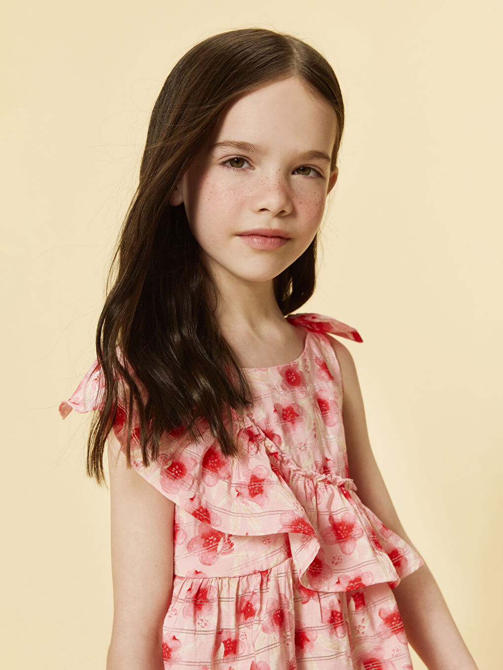 Crew Neck Girls' Crinkle Dress -S5EP53Z1-LT4