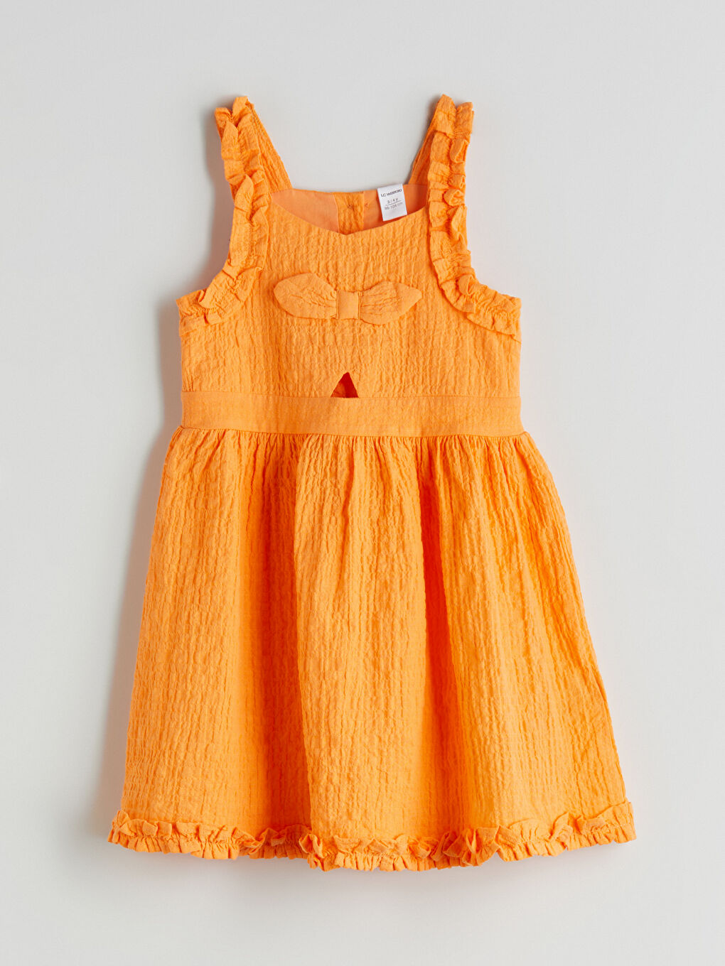 Turuncu Kurdele Detaylı Kız Çocuk Elbise