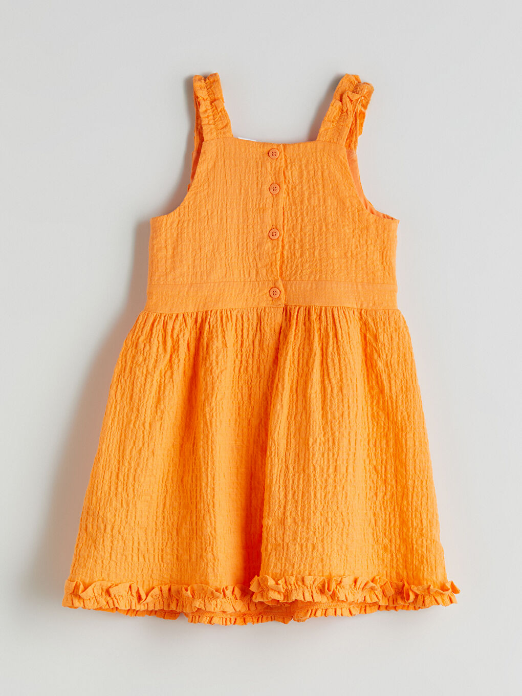 Turuncu Kurdele Detaylı Kız Çocuk Elbise-2