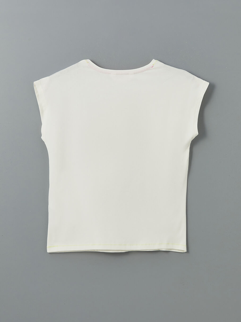 Ekru Bisiklet Yaka Baskılı Kadın Pijama Üstü-1