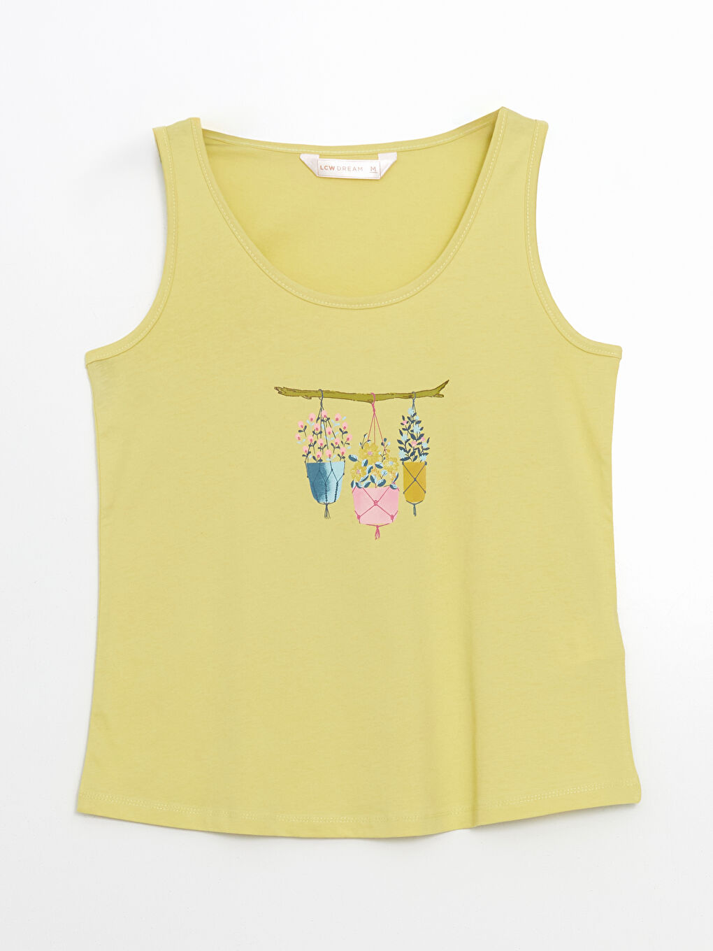 LCW DREAM Yeşil Bisiklet Yaka Baskılı Kadın Pijama Üstü