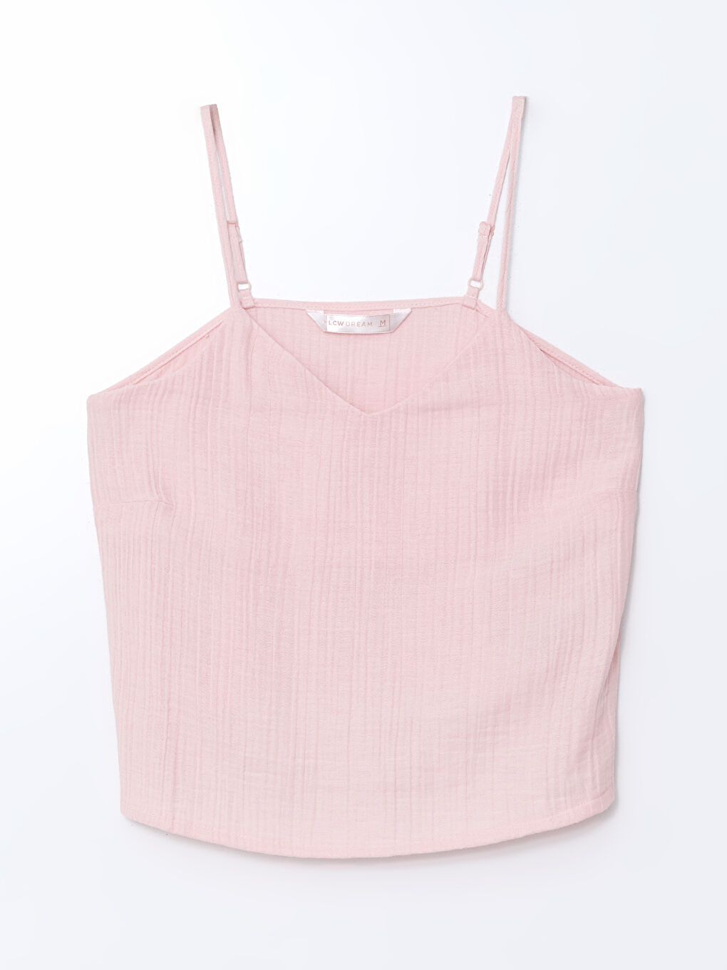 Pembe V Yaka İp Askılı Kadın Pijama Üst