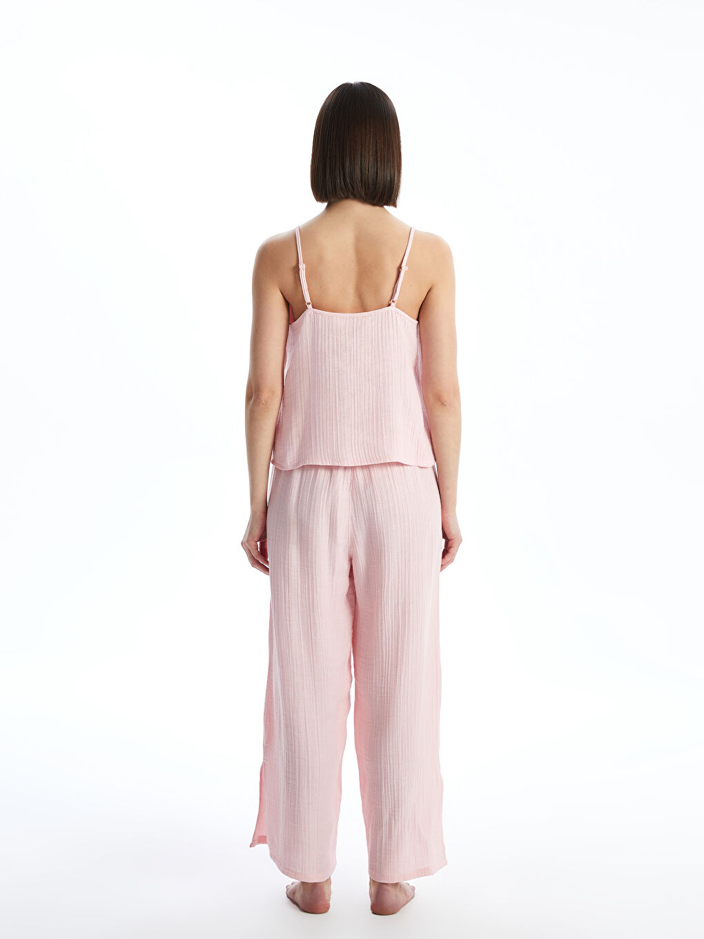 V-Neck Plain Women's Pajamas Set -S5EP70Z8-QX8