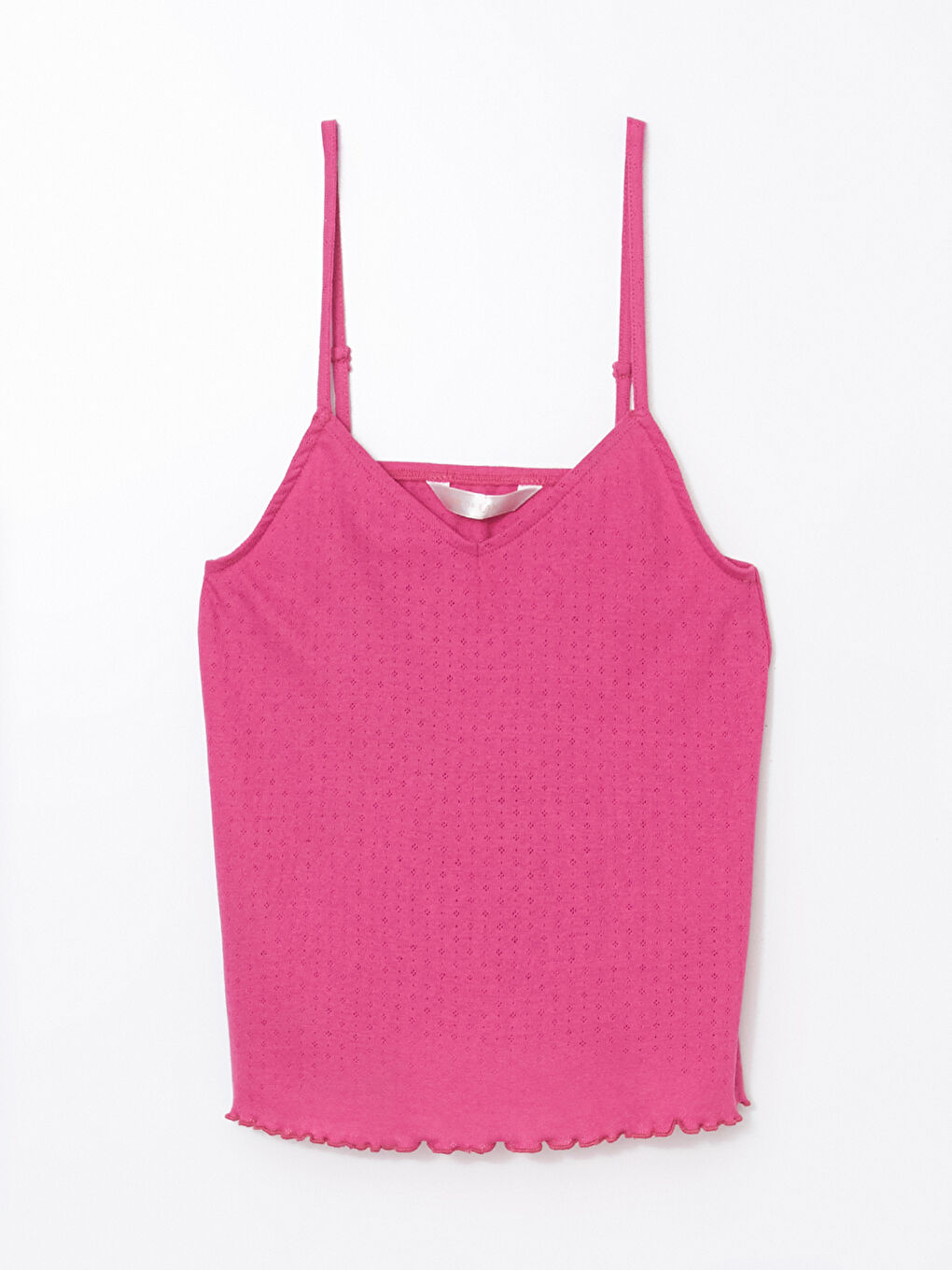 Pembe V Yaka İp Askılı Kadın Pijama Üstü