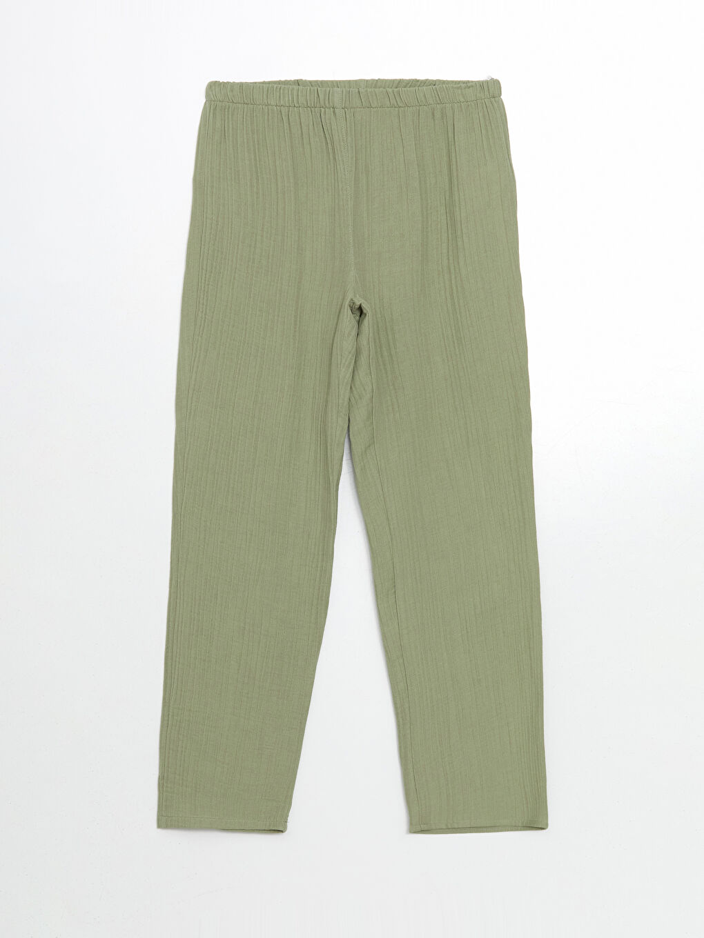 Yeşil Beli Lastikli Dokulu Kadın Pijama Altı