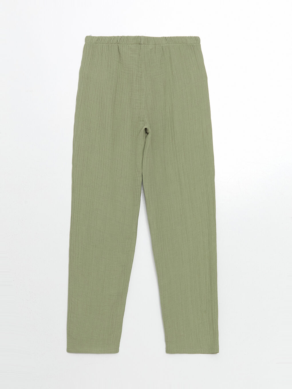 Yeşil Beli Lastikli Dokulu Kadın Pijama Altı-1