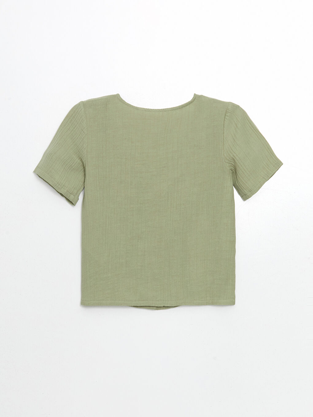 Yeşil V Yaka Dokulu Kadın Pijama Üstü-1