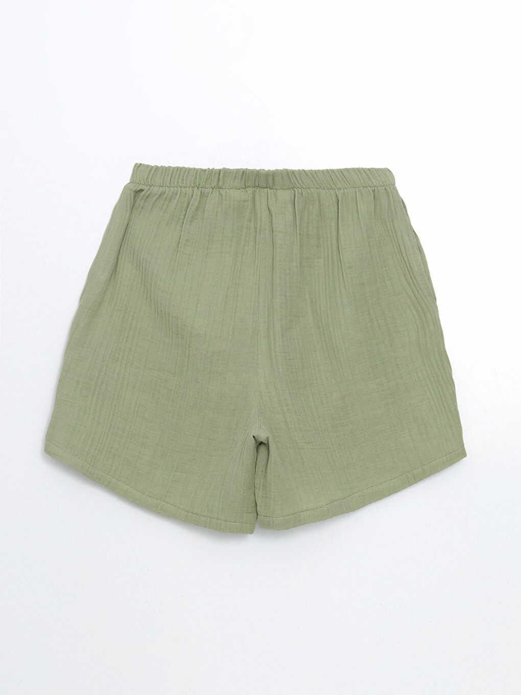 Yeşil Beli Lastikli Kadın Şort Pijama Altı-1