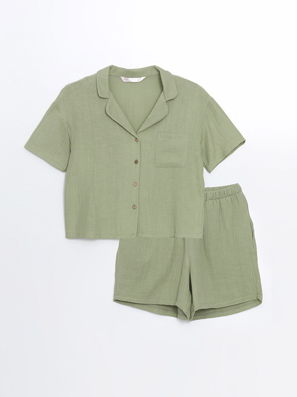 Collared Neck Women's Shortie Pyjama Set -S5EP80Z8-GHY