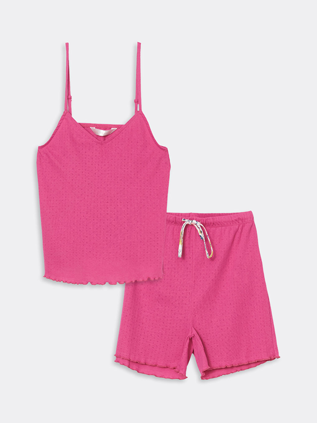 U-Neck Self-Patterned Strappy Women'S Shorts Pajama Set -S5EP85Z8-GRK