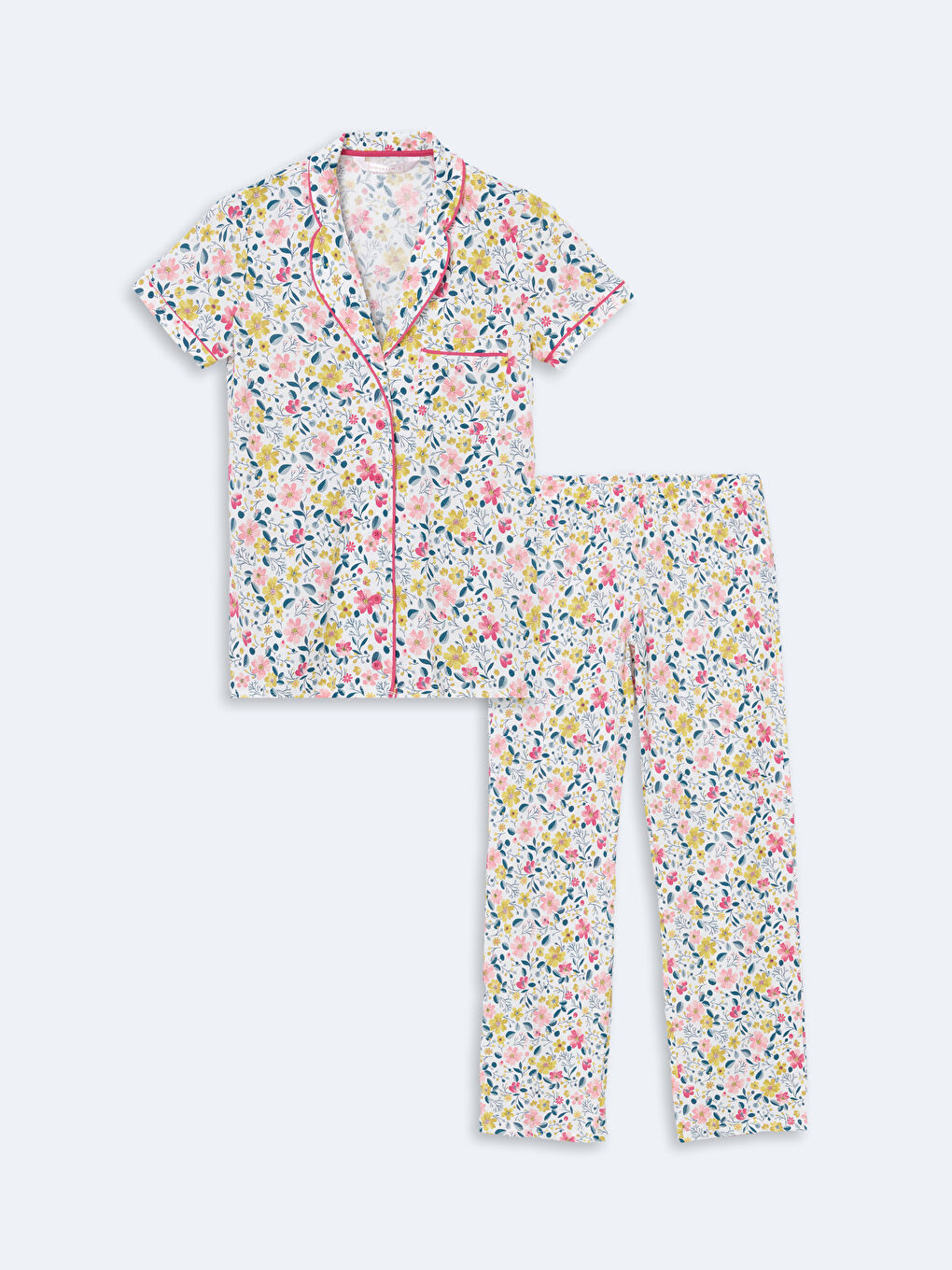 Shirt Collar Floral Women's Pajama Set -S5EP88Z8-LRA