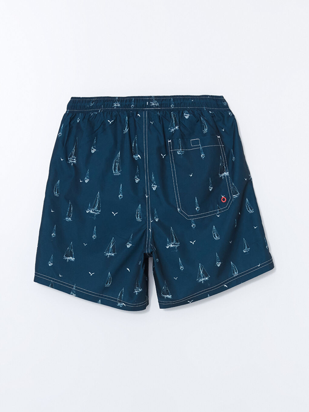 Lacivert Kısa Boy Desenli Erkek Deniz Şortu-5