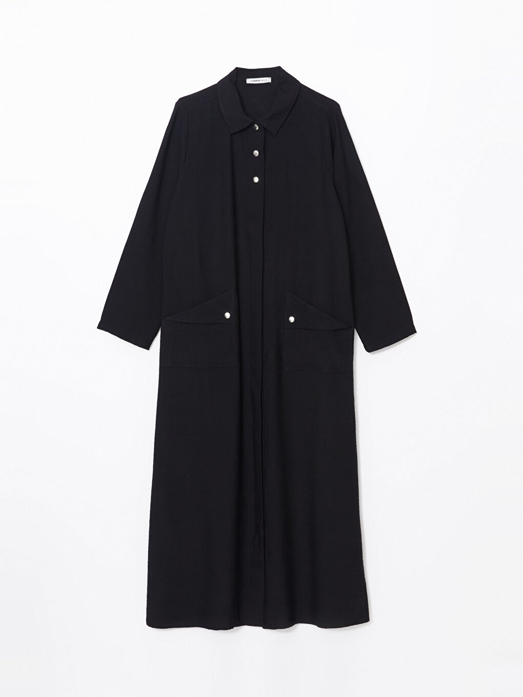 Collared Neck Linen-Look Women's Dress-4