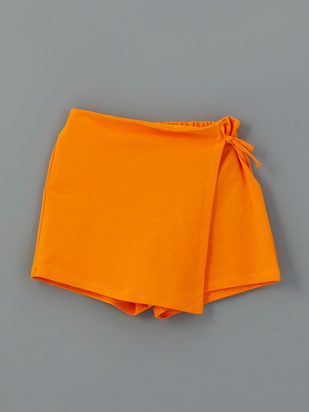 Turuncu Beli Lastikli Kız Çocuk Şort Etek