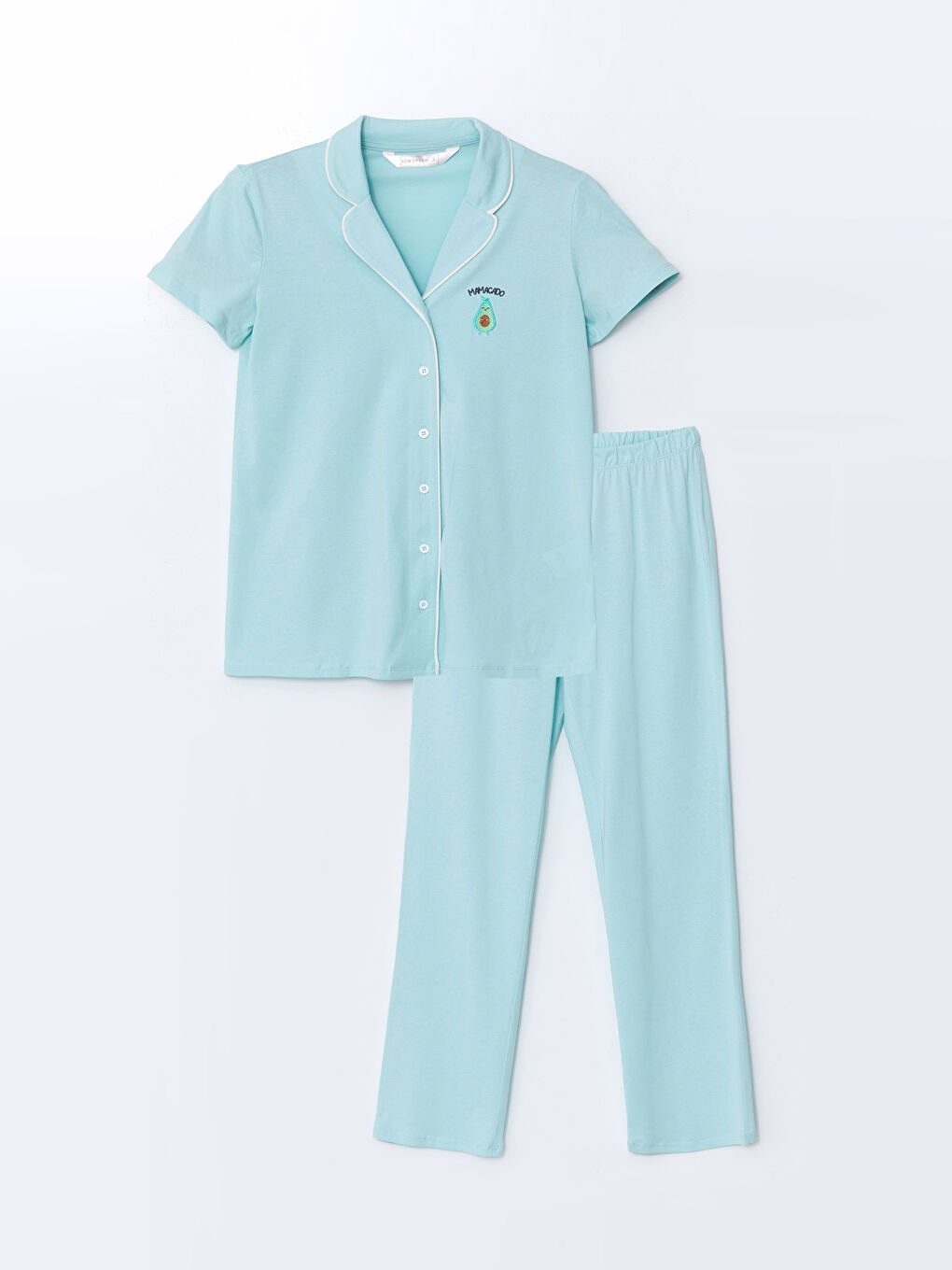 Collared Neck Embroidered Maternity Pyjama Set -S5EQ62Z8-FUZ
