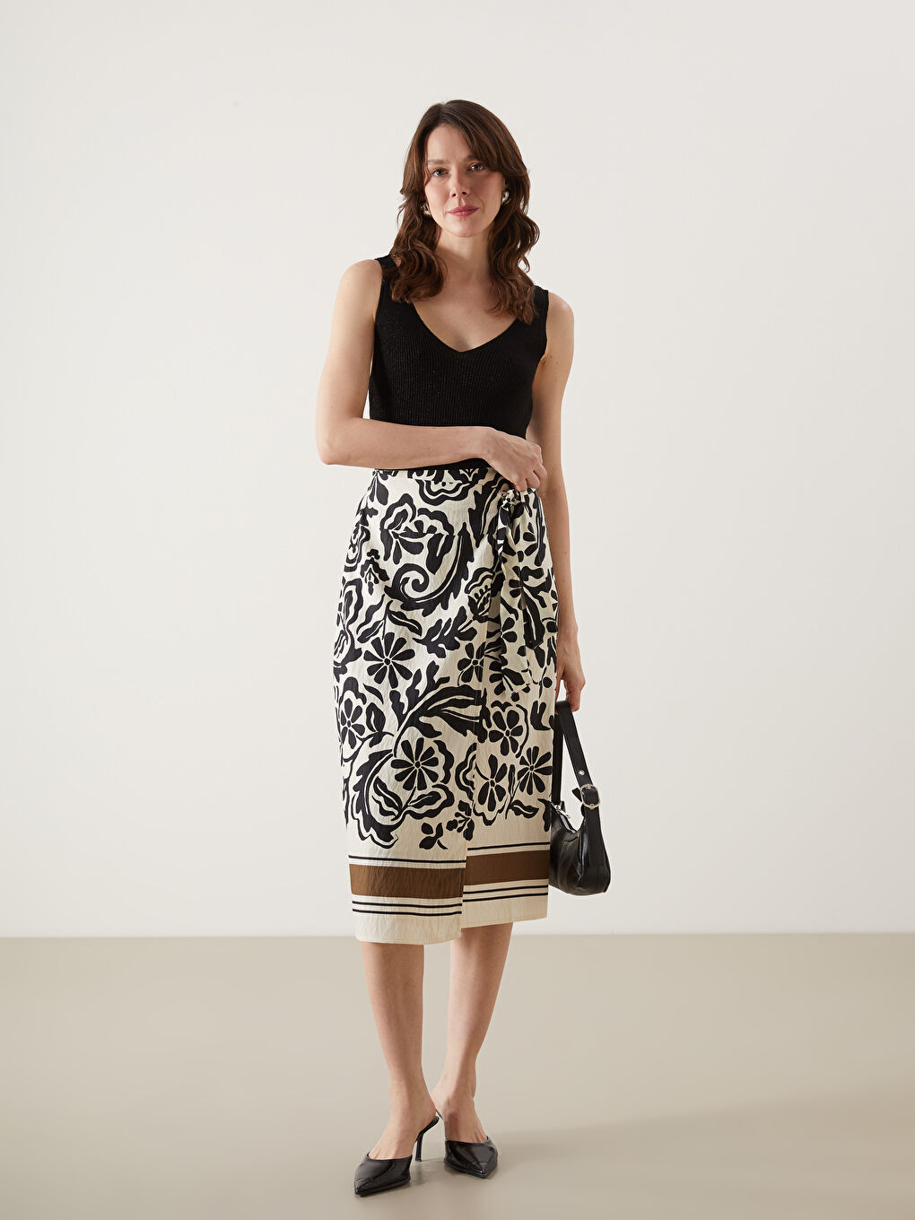Elasticated Waist Patterned Women's Skirt -S5EQ94Z8-LQJ