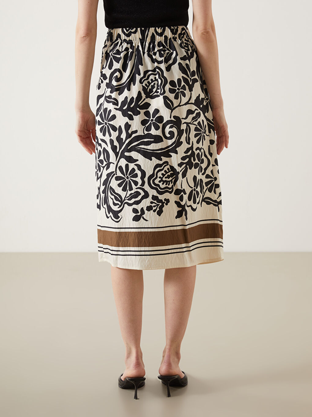 Elasticated Waist Patterned Women's Skirt -S5EQ94Z8-LQJ