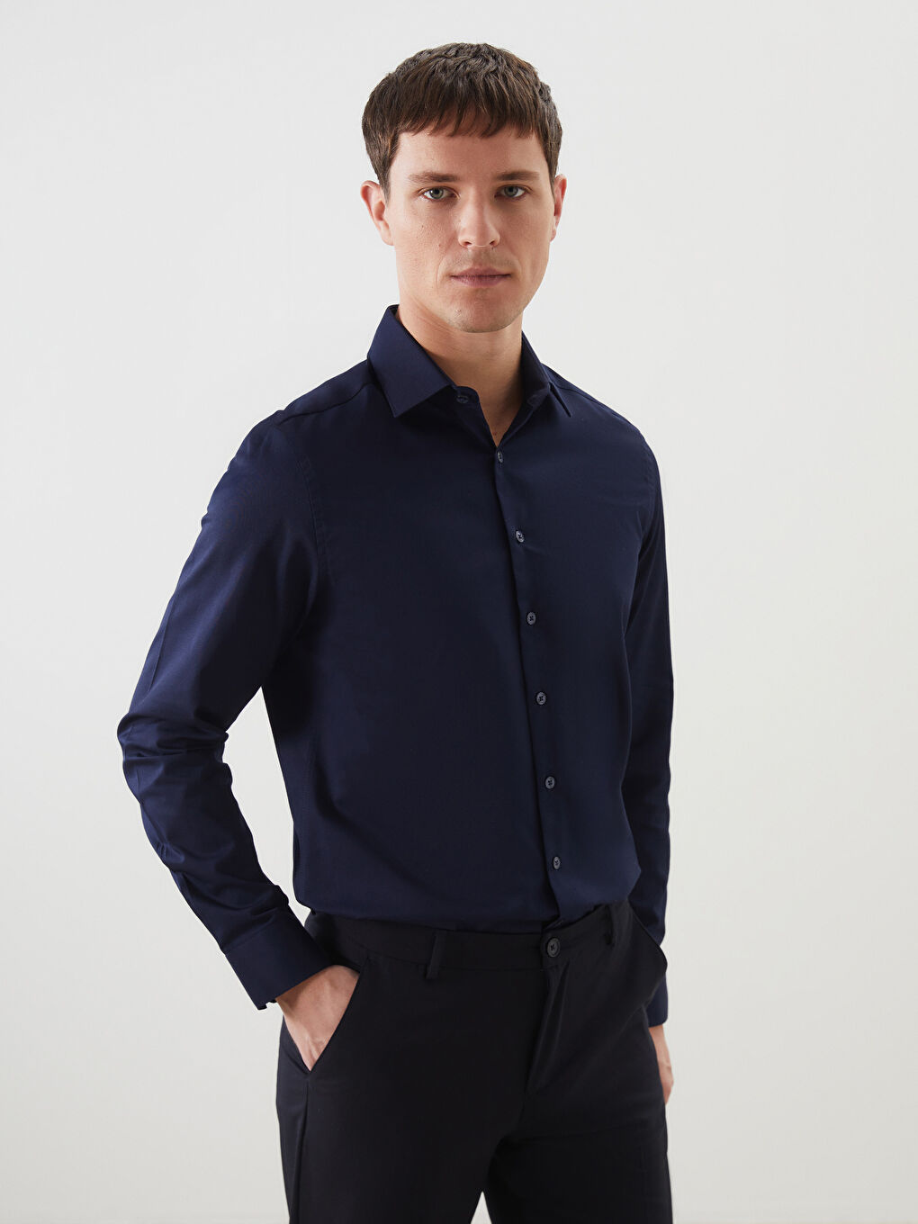 Slim Fit Long Sleeve Gabardine Men's Shirt -S5EQ95Z8-CRP
