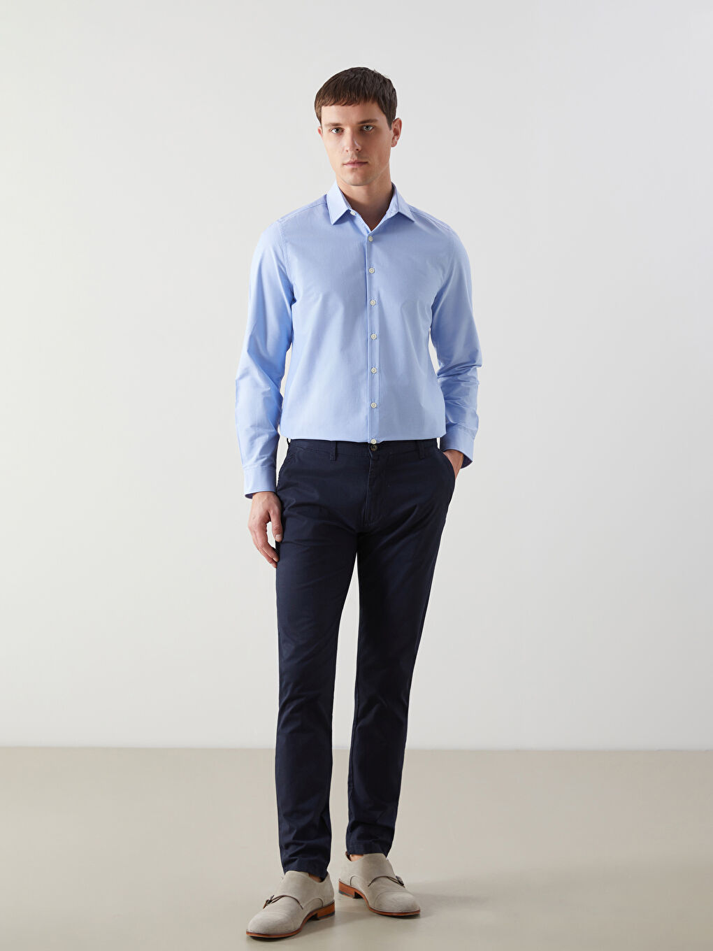 Muška košulja dugih rukava slim fit od dobby tkanine -S5EQ96Z8-CU5