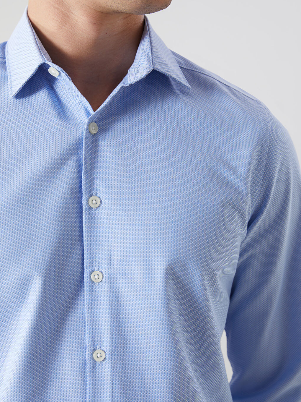 Muška košulja dugih rukava slim fit od dobby tkanine -S5EQ96Z8-CU5