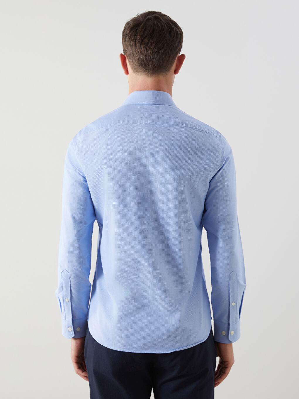Muška košulja dugih rukava slim fit od dobby tkanine -S5EQ96Z8-CU5