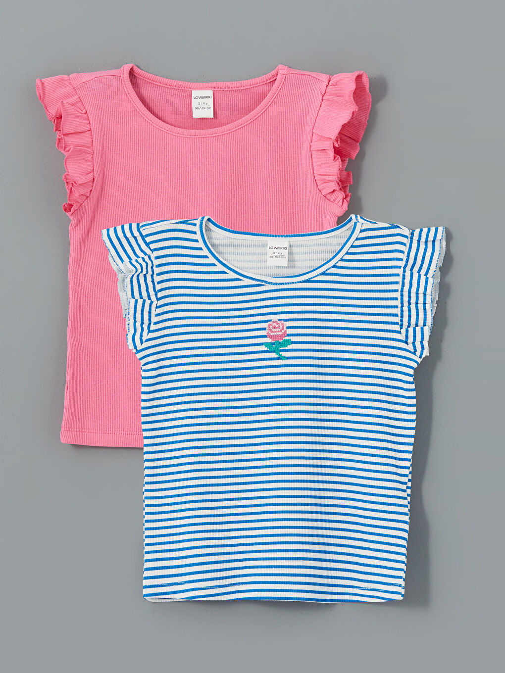 Striped Ruffled Baby Girl'S T-Shirt Set (2 Pieces) -S5EQ98Z1-LGP