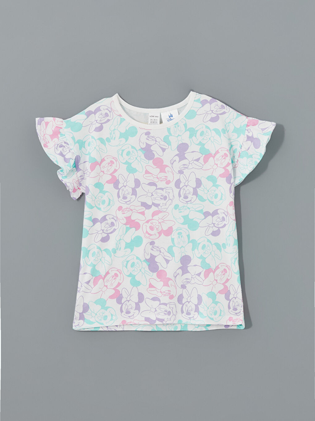 Ekru Minnie Mouse Baskılı Kız Bebek Tişört