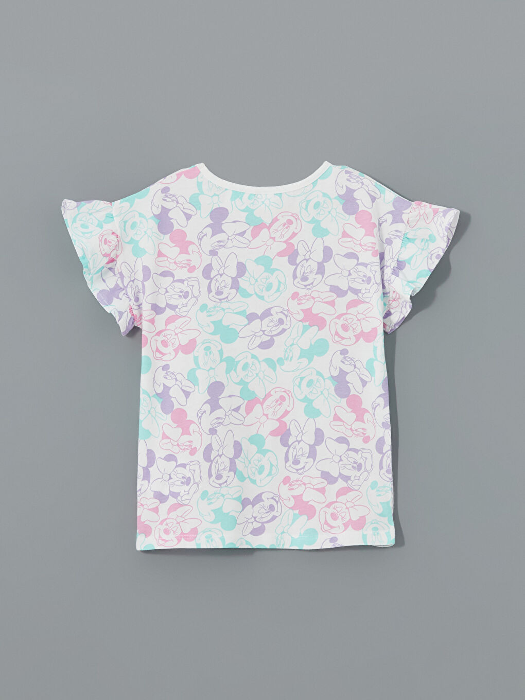 Ekru Minnie Mouse Baskılı Kız Bebek Tişört-1