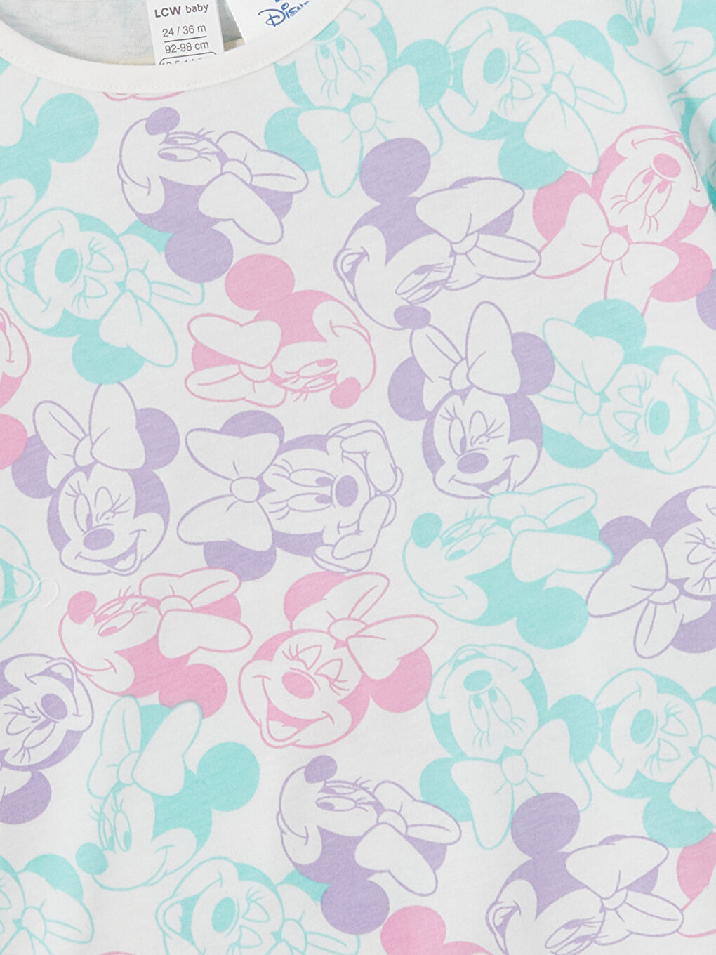 Ekru Minnie Mouse Baskılı Kız Bebek Tişört-2