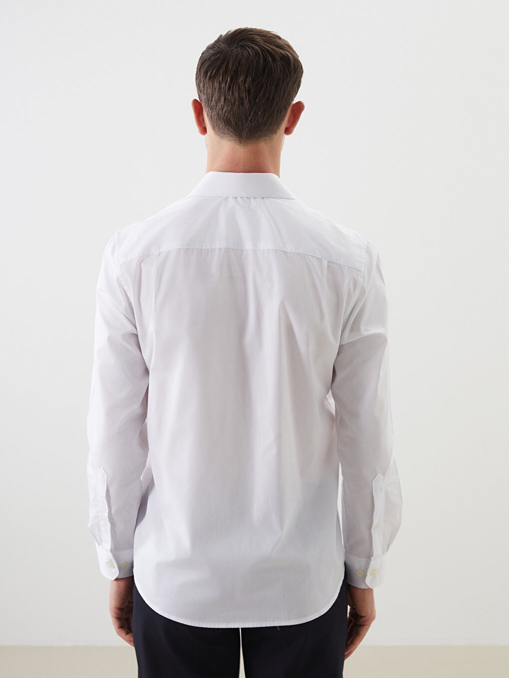 Regular Fit Long Sleeve Poplin Men's Shirt -S5ER10Z8-Q6K