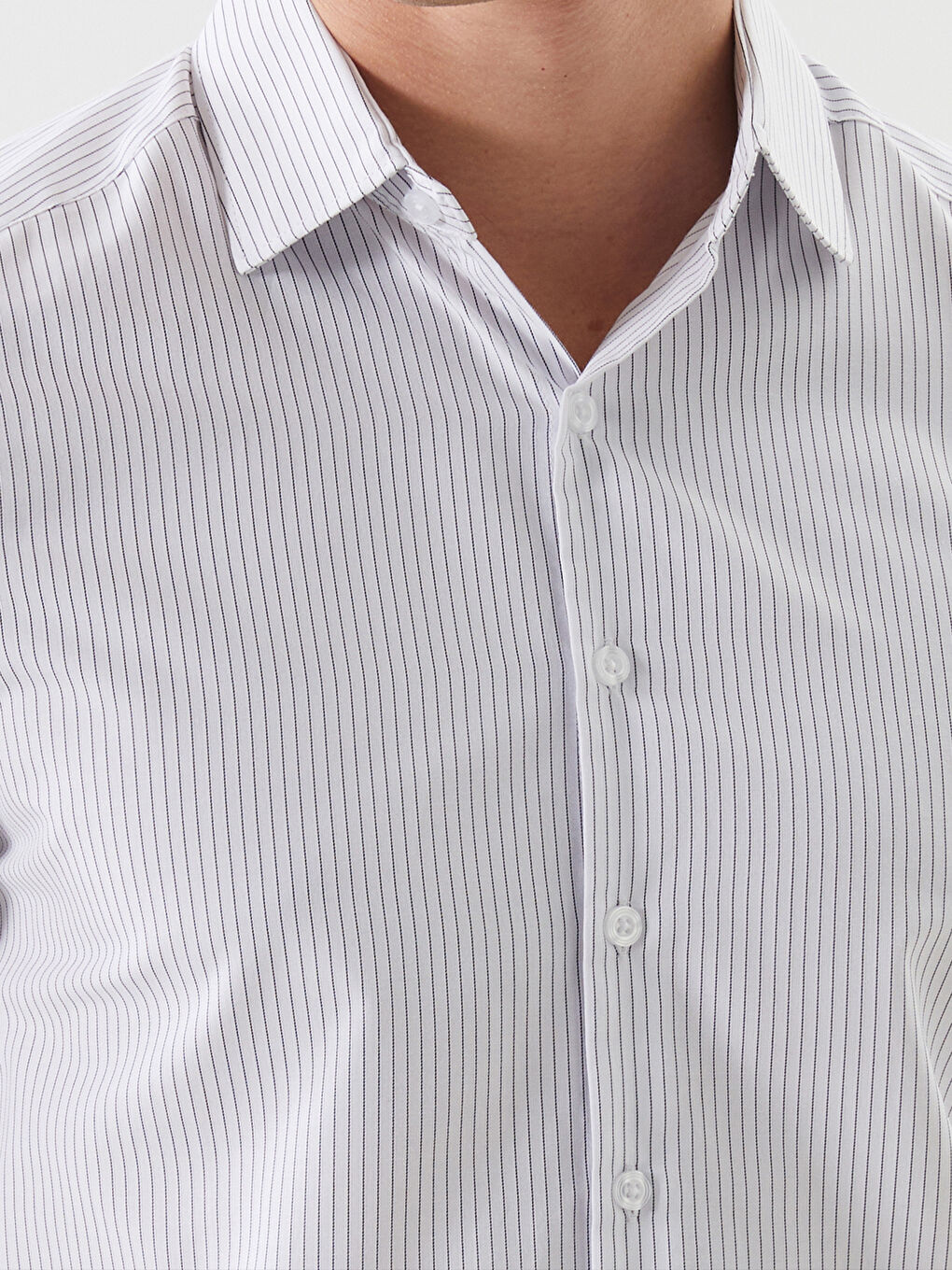 Slim Fit Long Sleeve Striped Poplin Men's Shirt -S5ER11Z8-LJX