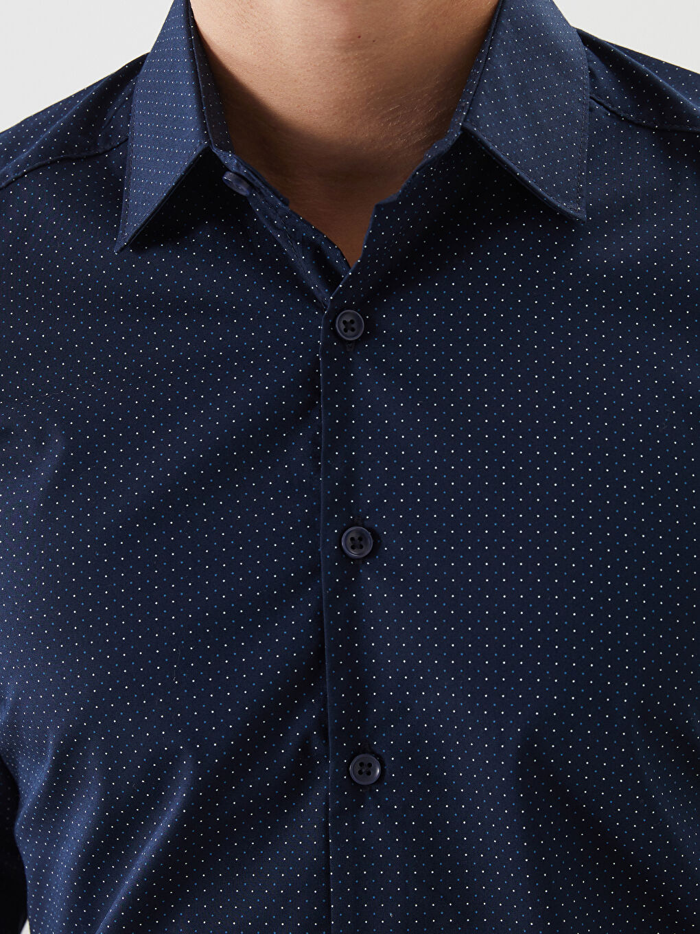 Slim Fit Long Sleeve Patterned Poplin Men's Shirt -S5ER12Z8-LSJ