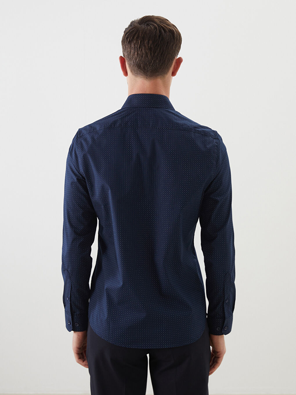 Slim Fit Long Sleeve Patterned Poplin Men's Shirt -S5ER12Z8-LSJ