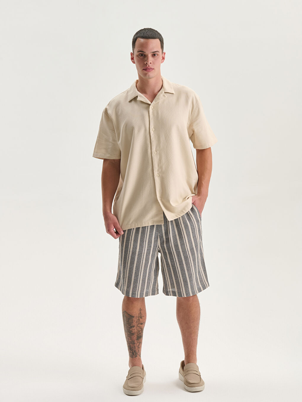 XSIDE Standard Fit Striped Men's Shorts -S5ER27Z8-LE0