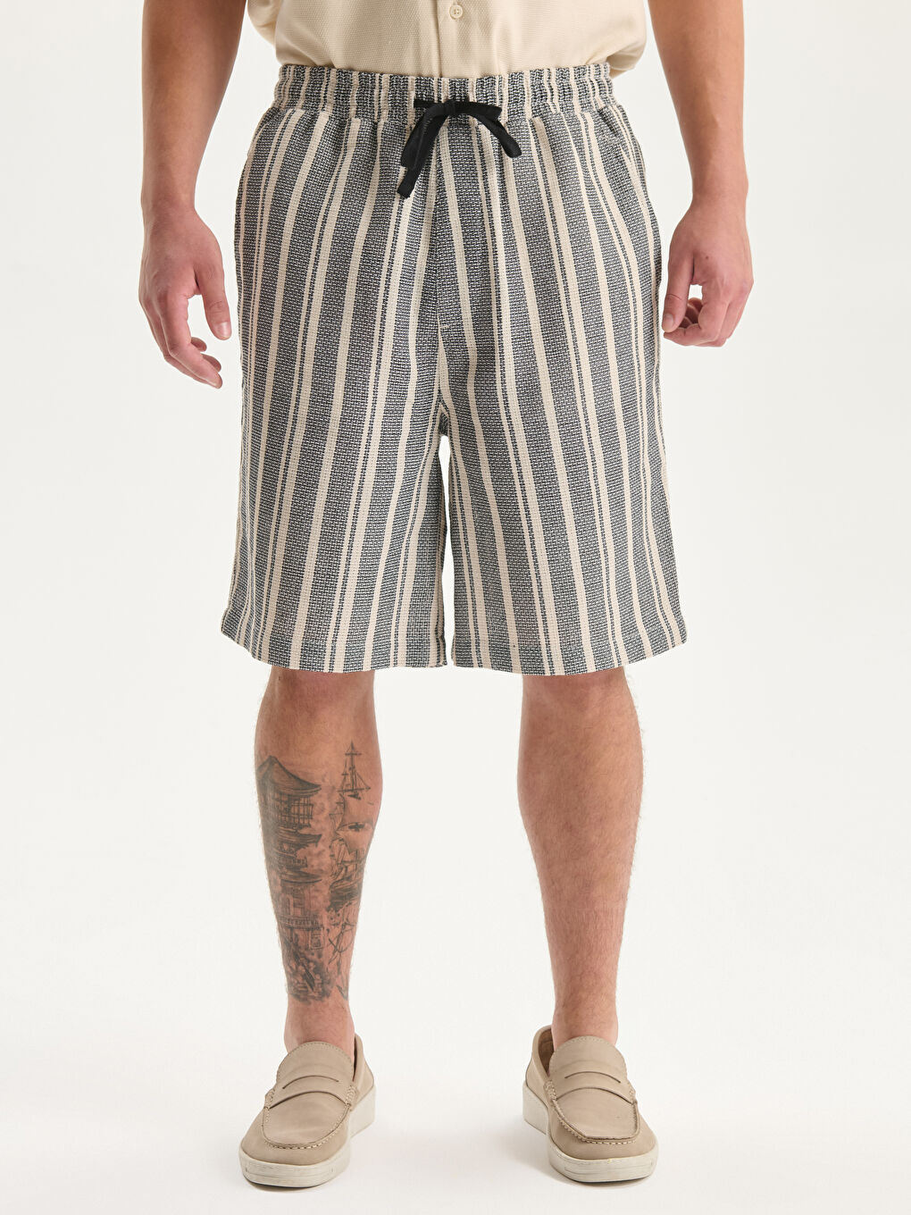 XSIDE Standard Fit Striped Men's Shorts -S5ER27Z8-LE0