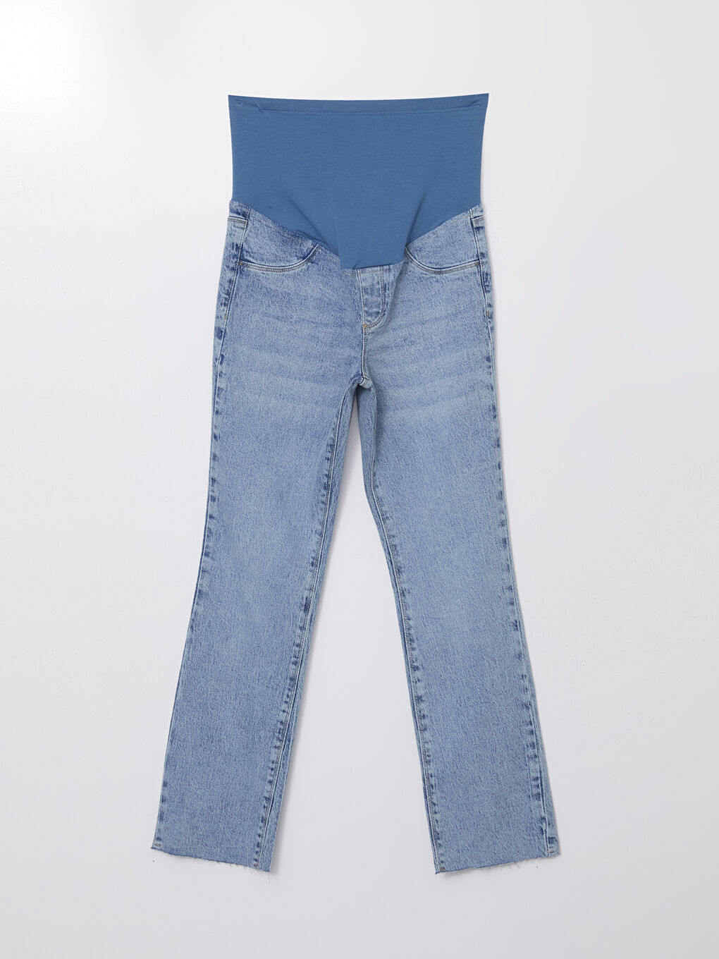 İndigo Karın Panelli Straight Fit Hamile Jean Pantolon-4