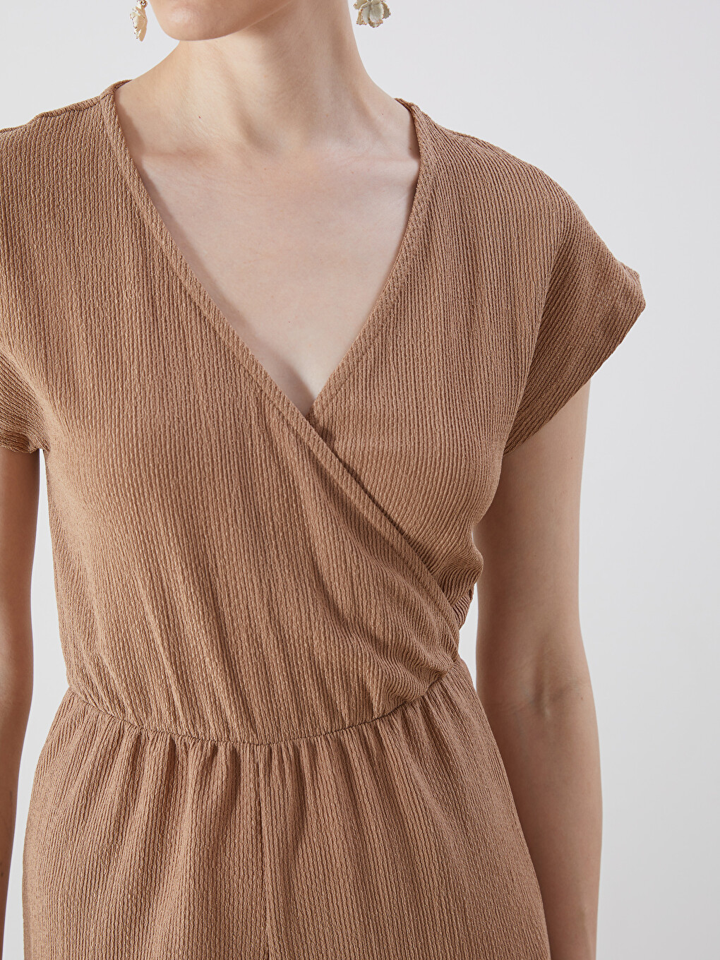 Double Breasted Textured Women's Jumpsuit-2