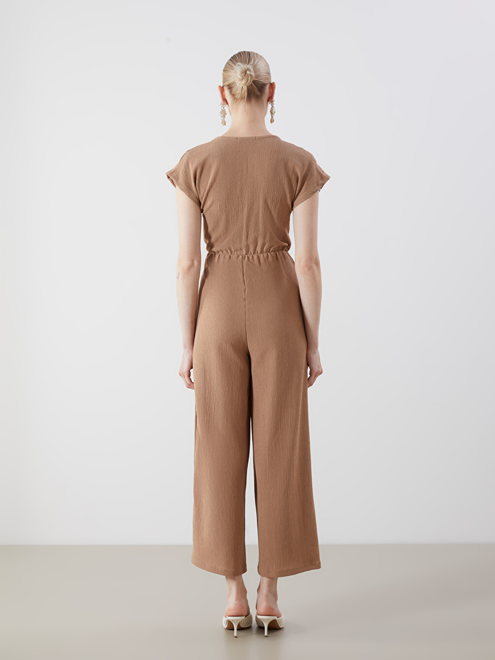 Double Breasted Textured Women's Jumpsuit-3