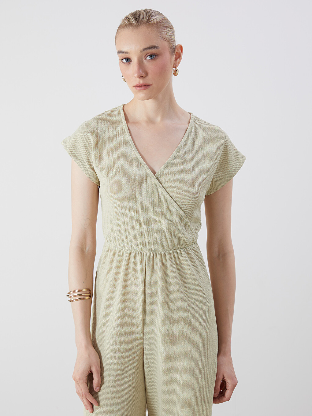 Double Breasted Textured Women's Jumpsuit-1