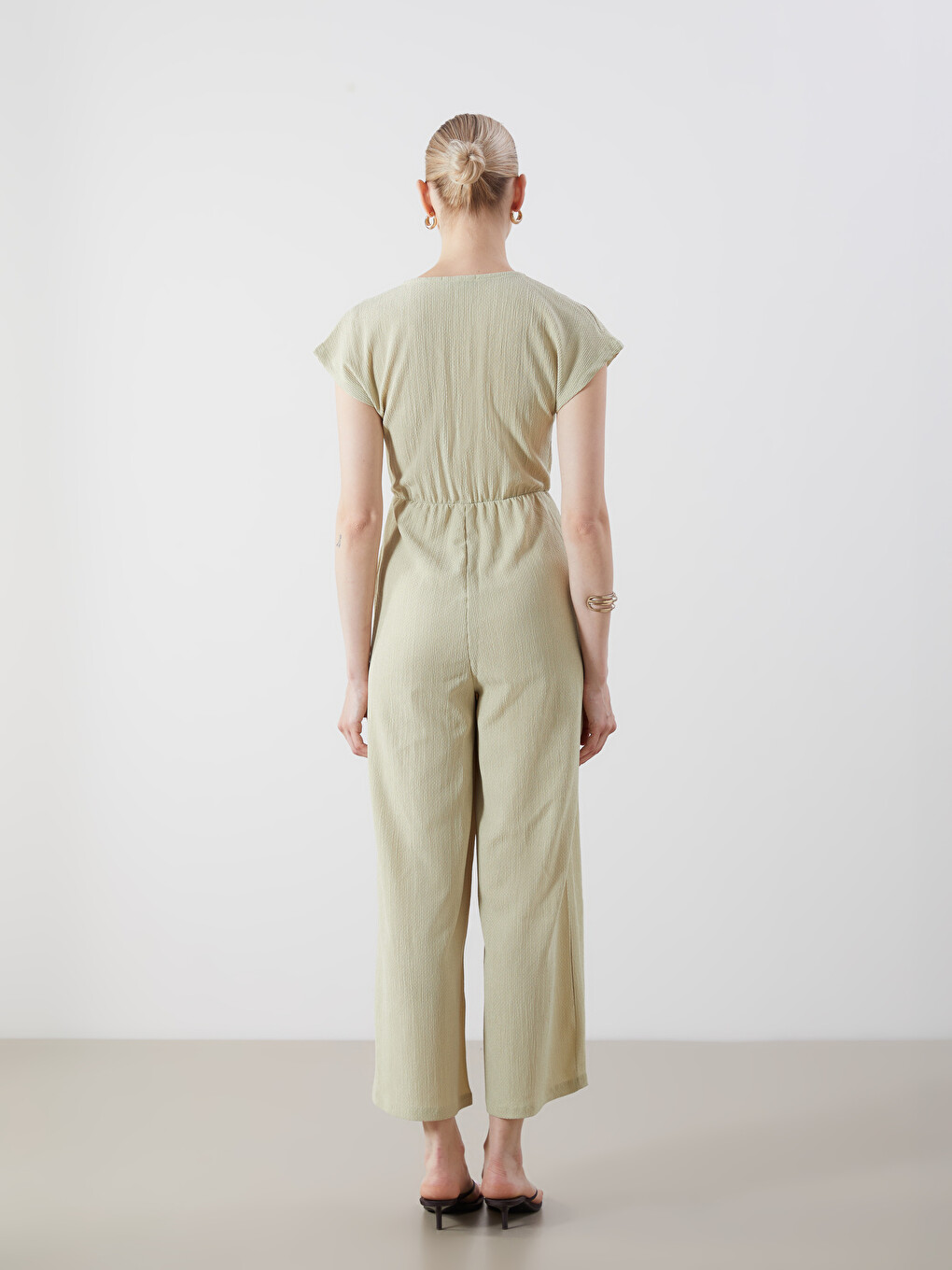 Double Breasted Textured Women's Jumpsuit-3